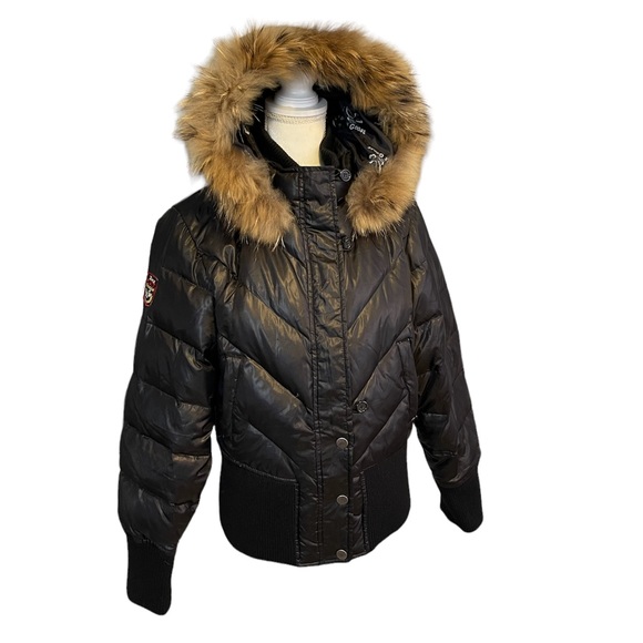 Triple Fat Goose Black Down Filled Bomber Style Coat XXL - Picture 1 of 17